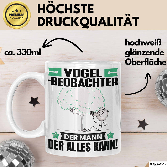 Vogelbeobachter Tasse Geschenk für Vogelbeobachter Der Mann Der Alles Kann Geschenkidee zum Geburtstag Weiß Trendation