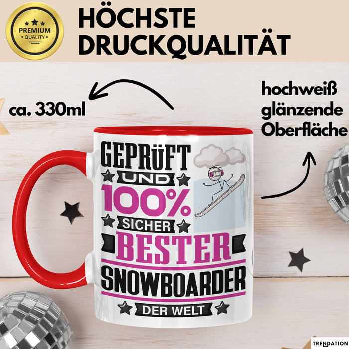 Snowboarder Geschenk Lustiger Spruch für Snowboarder Geschenkidee Bester Snowboarder Der Welt Rot Trendation