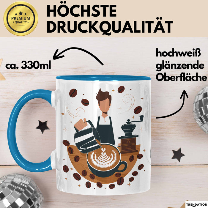 Barista Tasse Geschenk Lustige Geschenkidee Spruch Für Kaffee Liebhaber Blau Trendation