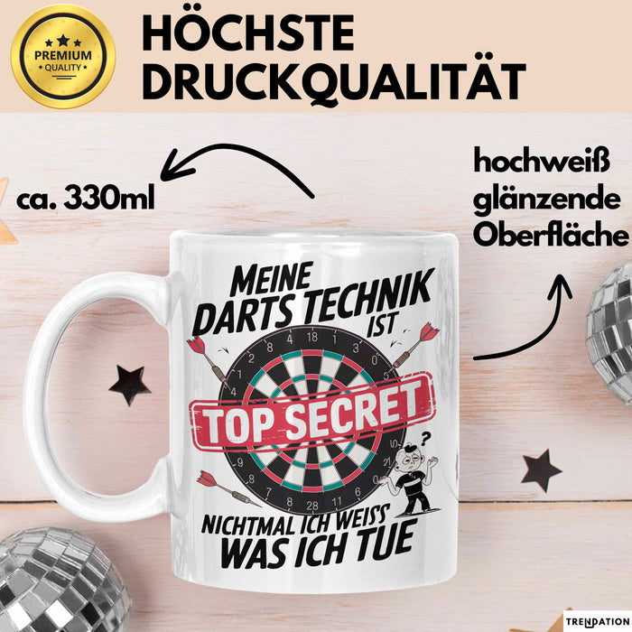 Dartspieler Tasse Geschenkidee Darts Technik Ist Geheim Weiß Trendation