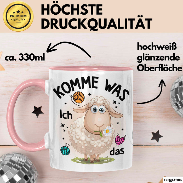 Schaf Tasse Geschenkidee Komme Was Wolle Ich Sheep That Rosa Trendation