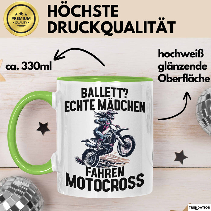 Motorcross Tasse Geschenk Ballett Echte Mädchen Fahren Motocross Grün Trendation