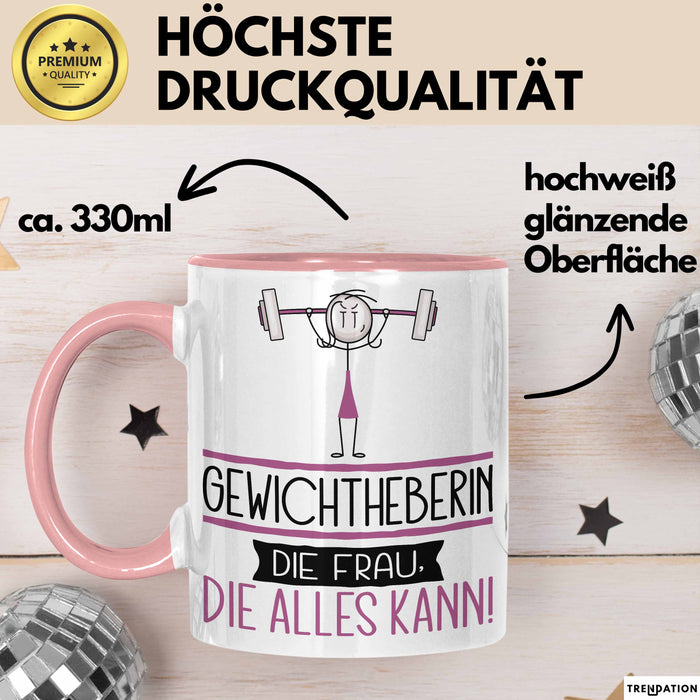 Gewichtheberin Geschenk Tasse Becher Die Frau Die Allen Kann Geschenkidee für eine Gewichtheberin Lustig Rosa Trendation