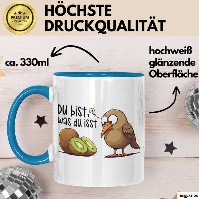 Kiwi Tasse Geschenk Du Bist Was Du Isst Geschenkidee Blau Trendation