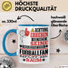 Fußballfan Geschenk Tasse Lustiger Spruch Erheben Sie Sich Der Fußballfan Betritt den Raum Blau Trendation