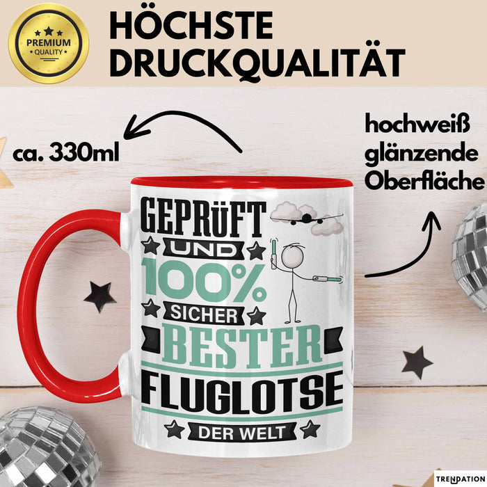 Fluglotse Geschenk Lustiger Spruch für Fluglotse Geschenkidee Bester Fluglotse Der Welt Rot Trendation