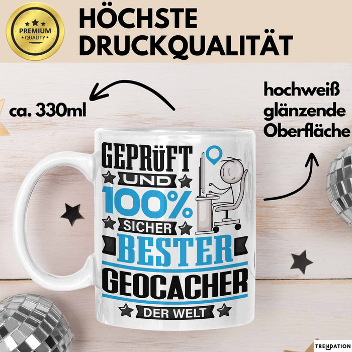 Geocacher Geschenk Lustiger Spruch für Geocacher Geschenkidee Bester Geocacher Der Welt Weiß Trendation