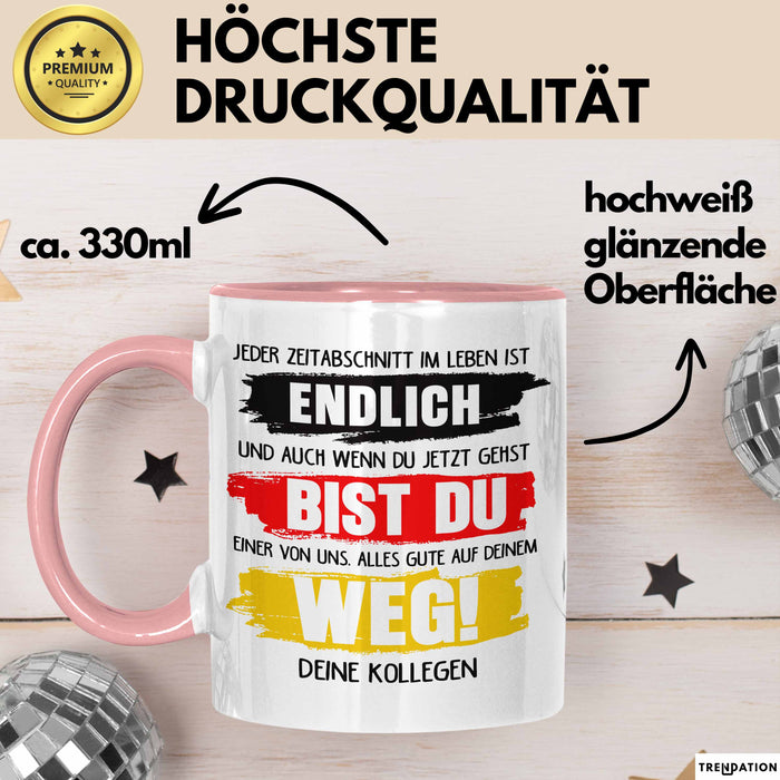 Office Arbeitskollege Tasse Geschenk Lustige Geschenkidee Spruch Alles Gute Auf Deinem Weg Deine Kollegen Rosa Trendation