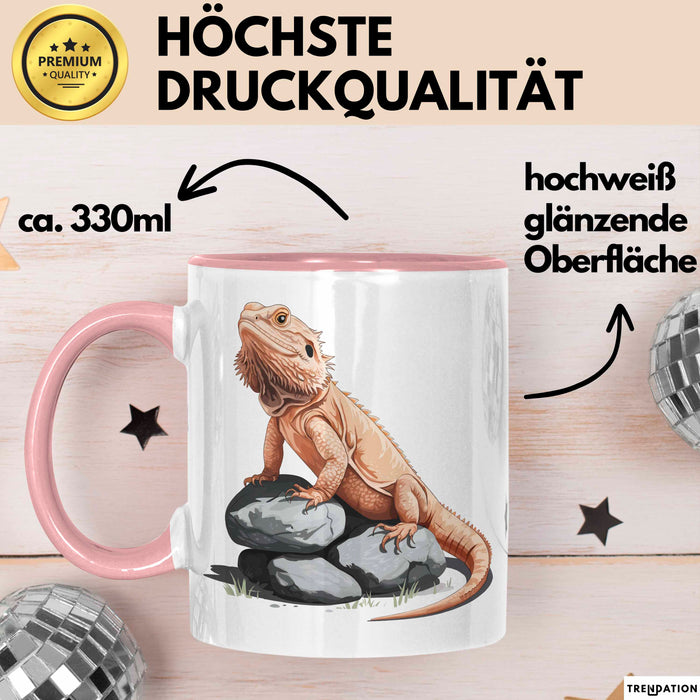 Reptil Bartagame Tasse Geschenk Lustige Geschenkidee Spruch Rosa Trendation