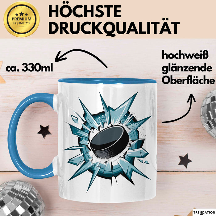 Eishockey Fan Tasse Geschenkidee für Wintersportliebhaber Blau Trendation