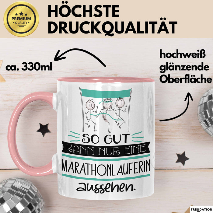 Marathonläuferin Geschenk Tasse So Gut Kann Nur Eine Marathonläuferin Aussehen Geschenkidee Geburtstag Weihnachten Lustig Rosa Trendation
