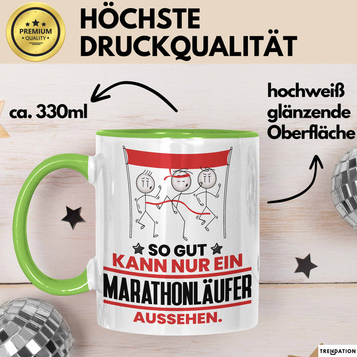 Marathonläufer Geschenk Tasse So Gut Kann Nur Ein Marathonläufer Aussehen Geschenkidee Kaffee-Becher Grün Trendation