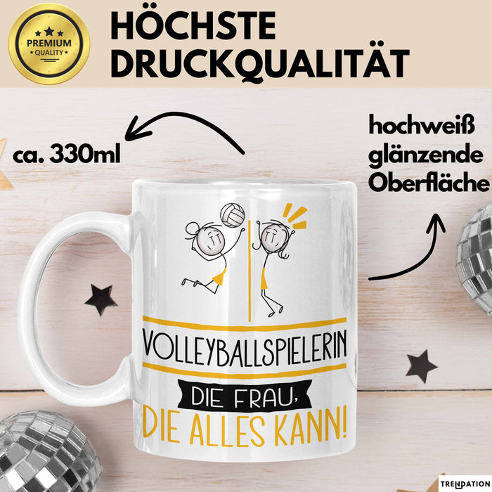 Volleyballspielerin Geschenk Tasse Becher Die Frau Die Allen Kann Geschenkidee für eine Volleyballspielerin Lustig Weiß Trendation