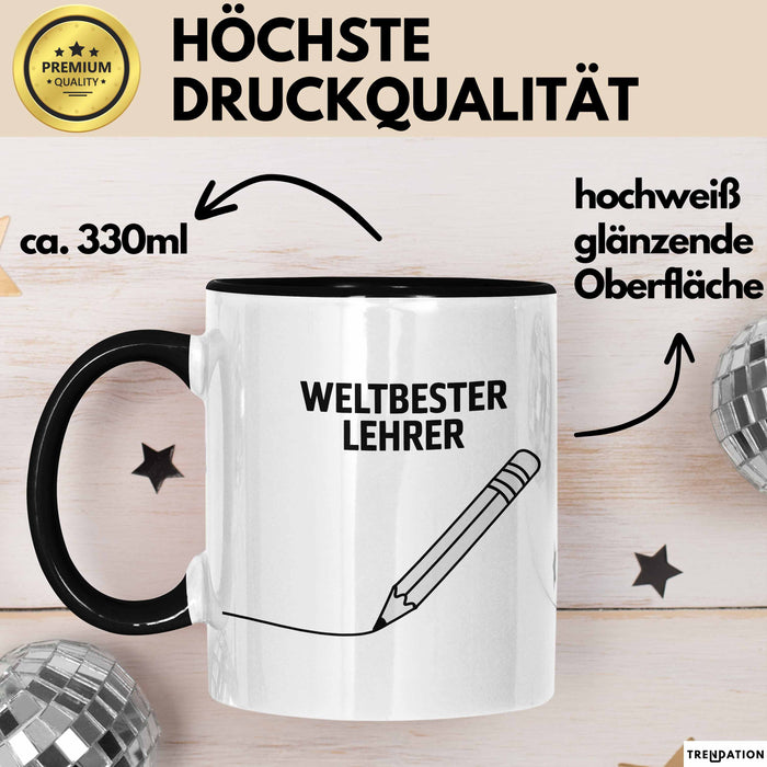 Unterricht Lehrer Wertschätzung Tasse Geschenk Lustige Geschenkidee Spruch Weltbester Lehrer Trendation
