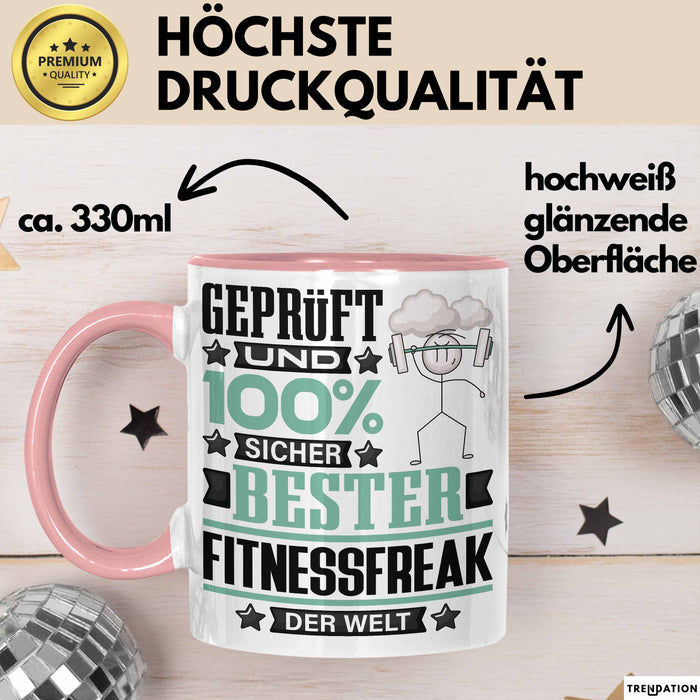 Fitnessfreak Geschenk Lustiger Spruch für Fitnessfreak Geschenkidee Bester Fitnessfreak Der Welt Rosa Trendation