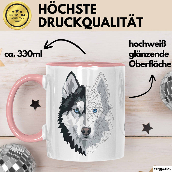 Wolf Tasse Geschenk Wolf für Wildtierfreunde Rosa Trendation