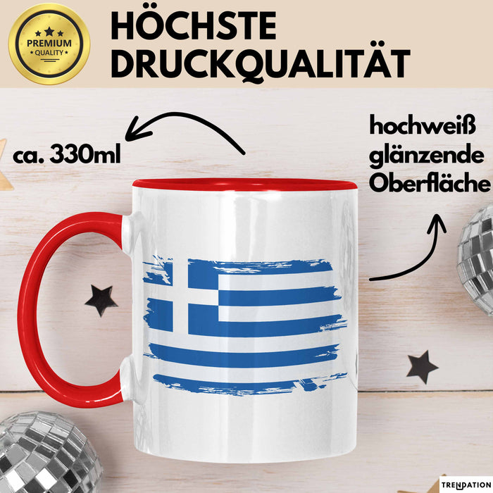 Griechenland Tasse Geschenk Grieche Flagge Kaffee-Becher Rot Trendation