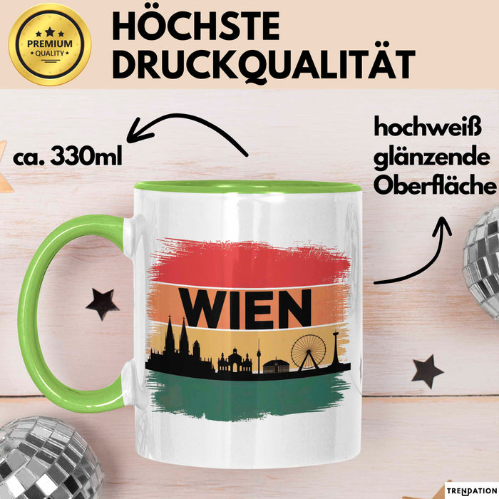 Österreich Wien Wienerisch Tasse Geschenk Lustige Geschenkidee Spruch Grün Trendation