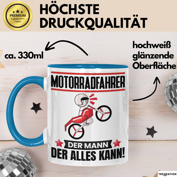 Motorradfahrer Tasse Geschenk für Motorradfahrer Der Mann Der Alles Kann Geschenkidee zum Geburtstag Blau Trendation