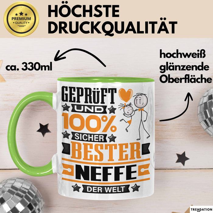 Neffe Geschenk Lustiger Spruch für Neffe Geschenkidee Bester Neffe Der Welt Grün Trendation