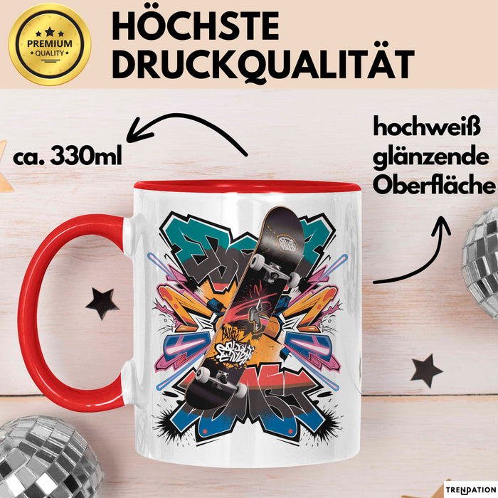 Skater Tasse Geschenk Lustige Geschenkidee Spruch Für Urban Fahrer Rot Trendation