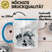 Wolf Tasse Geschenk Heulender Wolf Vögel Mond Silhouetten Geschenkidee Blau Trendation