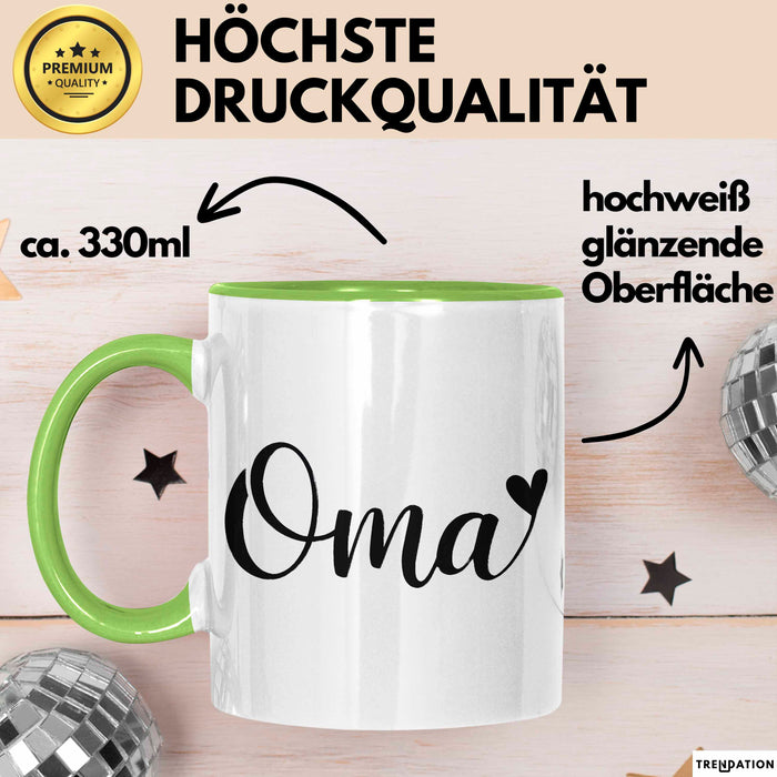Oma Großmutter Tasse Becher Geschenk Lustige Geschenkidee Spruch Oma Grün Trendation