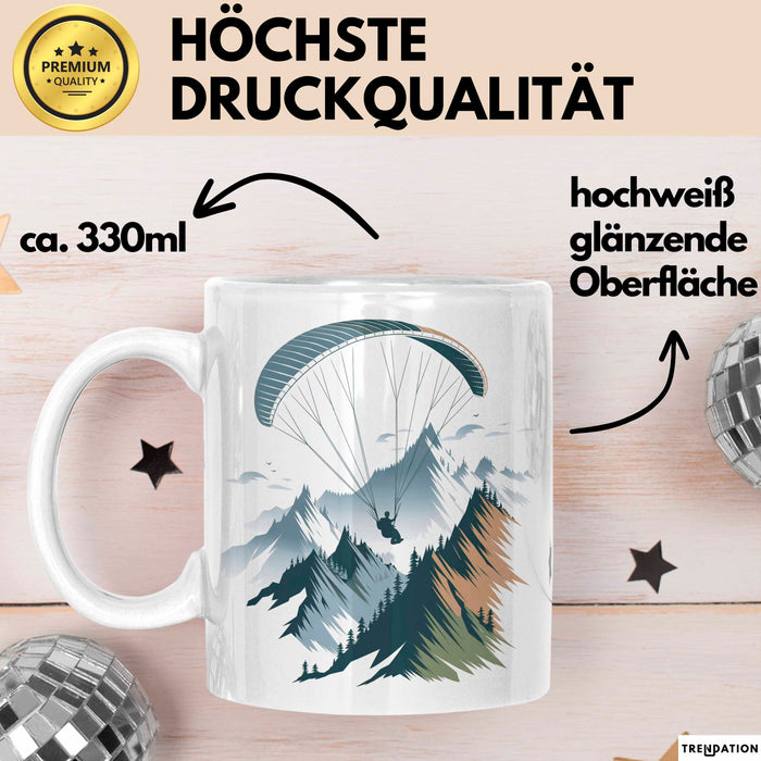 Paraglider Tasse Geschenkidee Himmelsentdecker Lustiger Geschenkidee Lustig Weiß Trendation