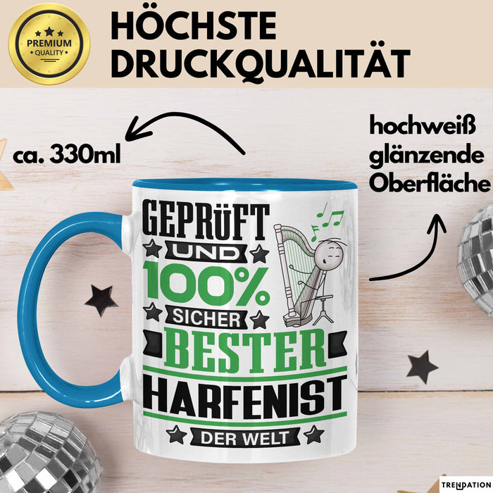 Harfenist Geschenk Lustiger Spruch für Harfenist Geschenkidee Bester Harfenist Der Welt Blau Trendation