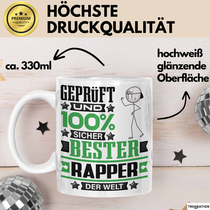 Rapper Geschenk Lustiger Spruch für Rapper Geschenkidee Bester Rapper Der Welt Weiß Trendation