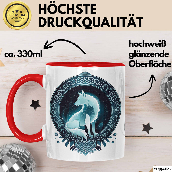 Wolf Tasse Geschenkidee Wikinger Fenriswolf Rot Trendation