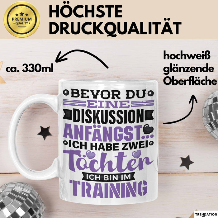 Mama Papa Tasse Geschenk 2 Töchter Geschenkidee Muttertag Vatertag Geschenke Weiß Trendation