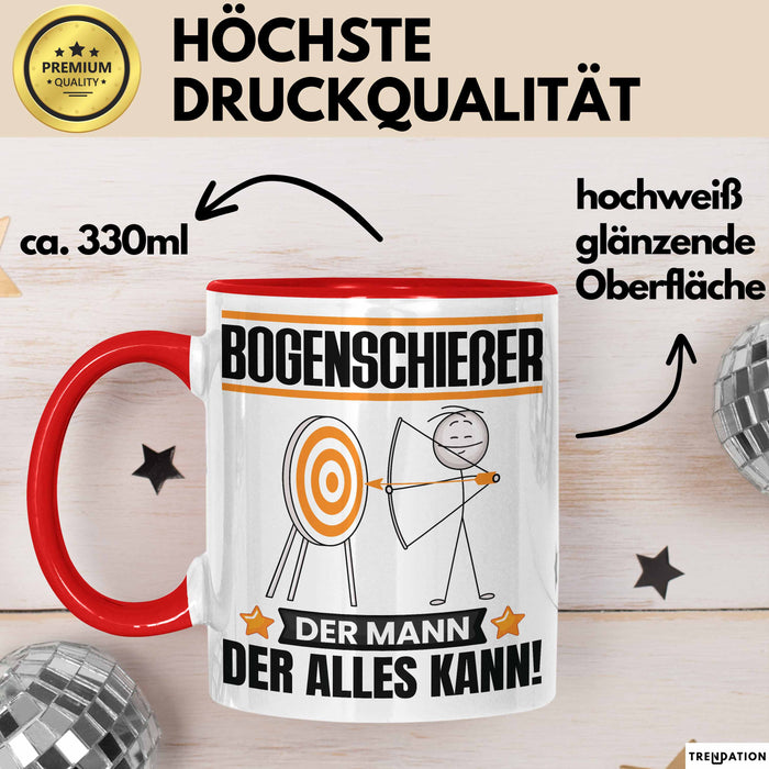 Bogenschießer Tasse Geschenk für Bogenschießer Der Mann Der Alles Kann Geschenkidee zum Geburtstag Rot Trendation