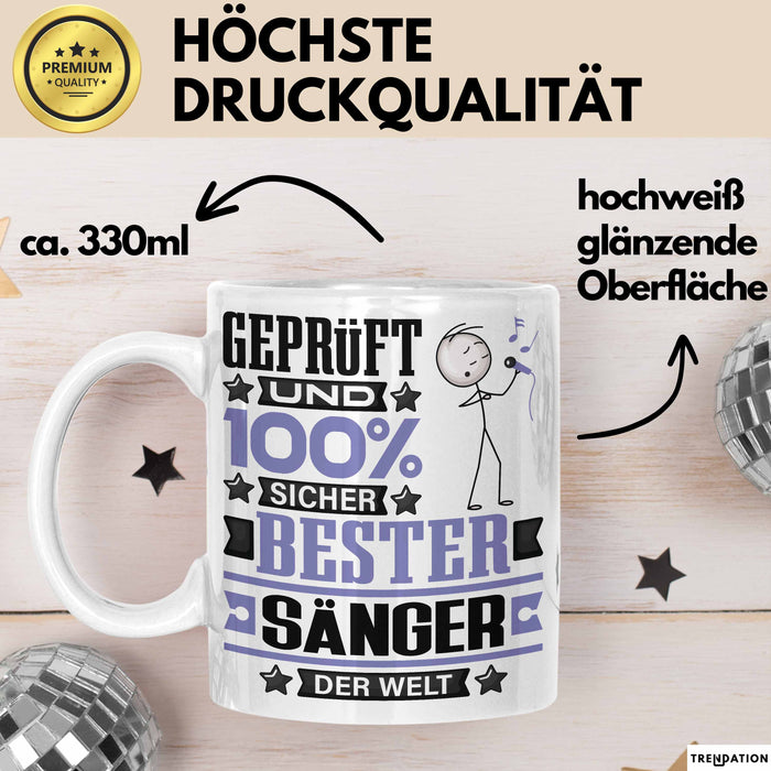 Sänger Geschenk Lustiger Spruch für Sänger Geschenkidee Bester Sänger Der Welt Weiß Trendation