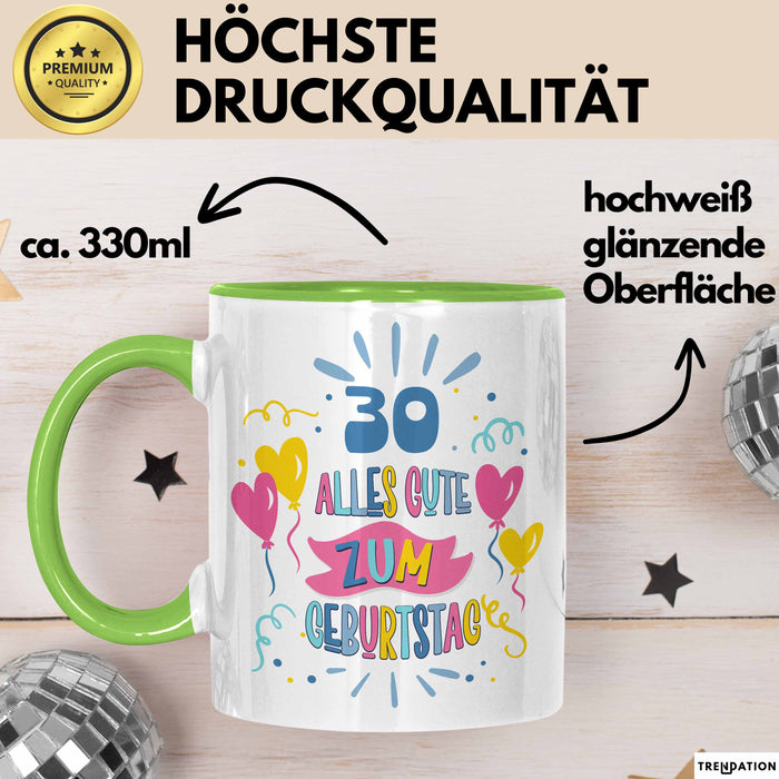30. Geburtstag Tasse Geschenk Männer Frauen Lustig Alles Gute Zum Geburtstag 30er Geburtstags Grüße Geschenkidee Grün Trendation
