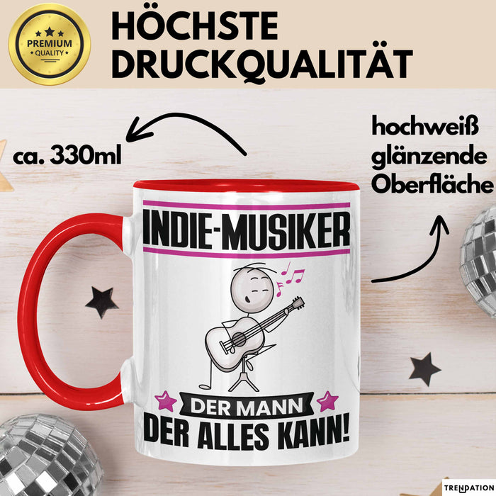 Indie-Musiker Tasse Geschenk für Indie-Musiker Der Mann Der Alles Kann Geschenkidee zum Geburtstag Rot Trendation