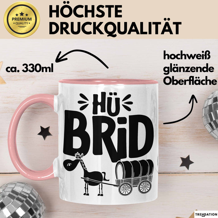 Hü Brid Tasse Geschenk Esel Hybrid Lustiges Hybrid Auto Pferd Esel Geschenkidee E-Auto Elektroauto Rosa Trendation