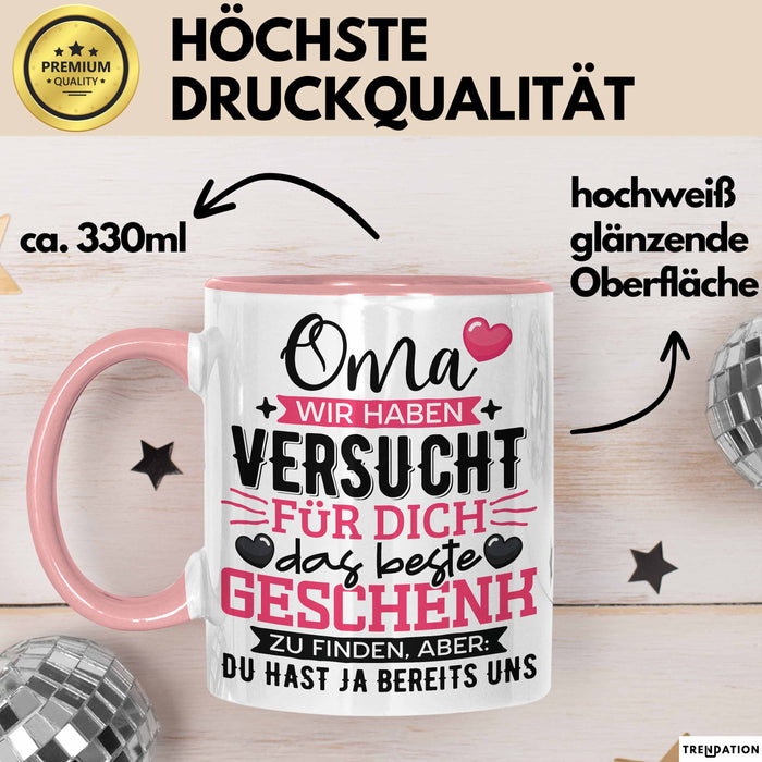 Geschenk Oma Tasse Muttertag Witzige Spruchidee Originell Rosa Trendation