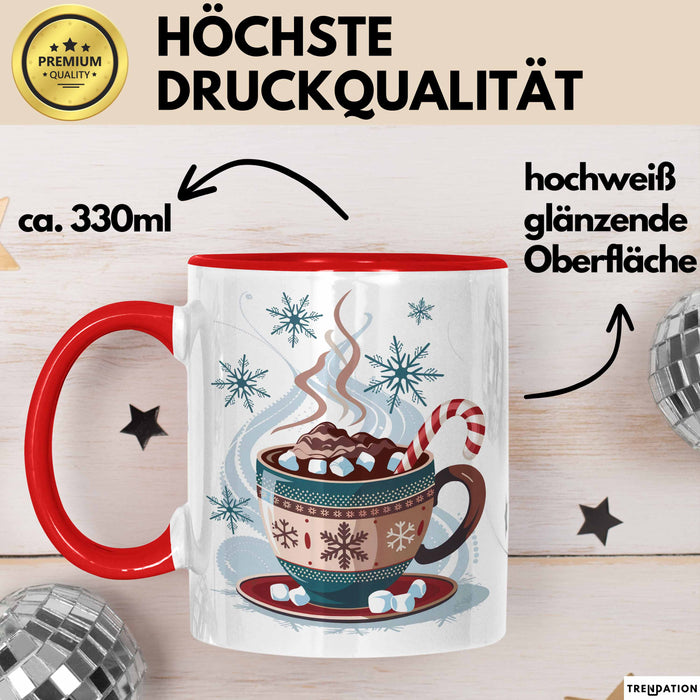 Winterzeit Tasse Geschenkidee für Schneeliebhaber Rot Trendation