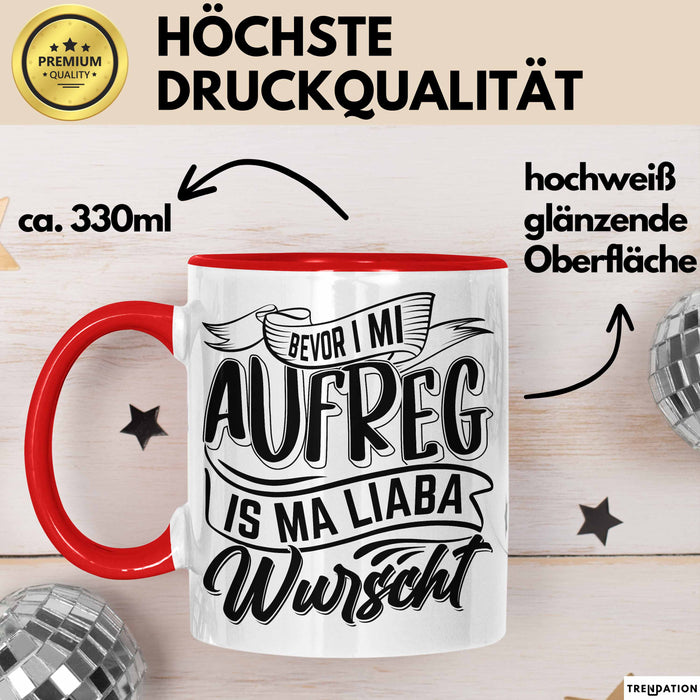 Bayern Tasse Geschenk Lustige Bayrische Sprüche Bayern Dialekt Kaffee-Becher Rot Trendation