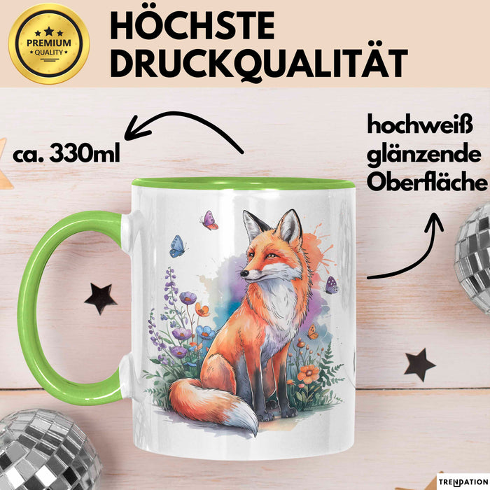 Fuchs Tierliebhaber Tasse Geschenk Lustige Geschenkidee Spruch Grün Trendation