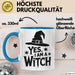 Hexen Tasse Geschenk Yes I Am A Witch Geschenkidee Halloween Lustige Hexe Blau Trendation