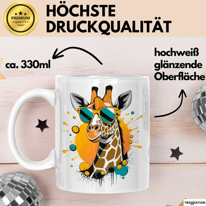 Giraffe Mit Sonnenbrille Tasse Geschenk Lustige Geschenkidee Spruch Weiß Trendation