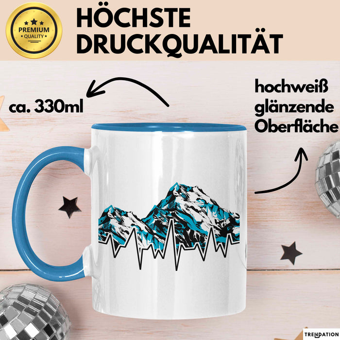 Ski Tasse Geschenk Grafik Skiberge Berge Becher Blau Trendation