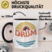 Drummer Schlagzeug-Spieler Geschenk Tasse Geschenkidee Kaffee-Becher Schlagzeuger Drum Bunte Grafik Schwarz Trendation