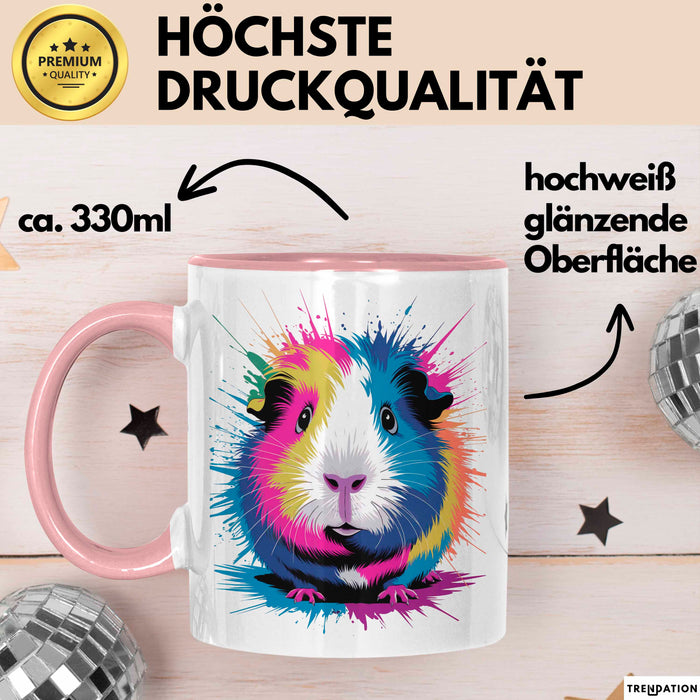 Buntes Meerschweinchen Tierliebhaber Tasse Geschenk Lustige Geschenkidee Spruch Rosa Trendation