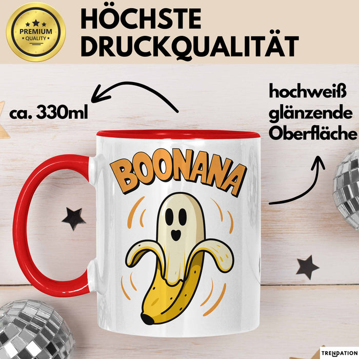 Banane Halloween Feier Tasse Geschenk Lustige Geschenkidee Spruch Boonana Rot Trendation