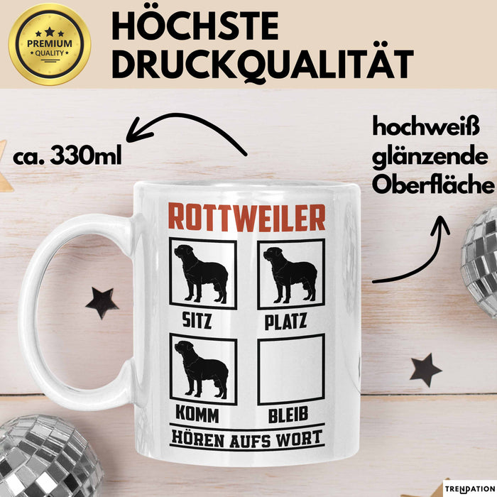 Rottweiler Hören Aufs Wort Tasse Geschenk Rottweiler Besitzer Mama Becher Weiß Trendation