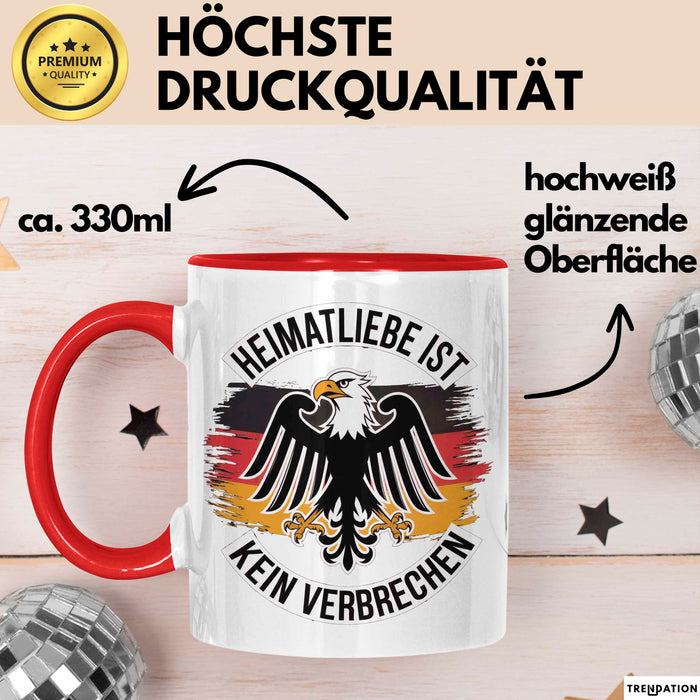 Deutscher Adler Vogel Tasse Geschenk Lustige Geschenkidee Spruch Heimat Liebheit Ist Kein Verbrechen Deutschland Eagle Rot Trendation