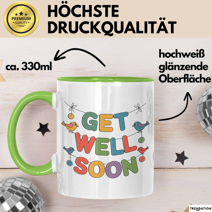 Patienten Kranke Menschen Tasse Geschenk Lustige Geschenkidee Spruch Gute Besserung Grün Trendation